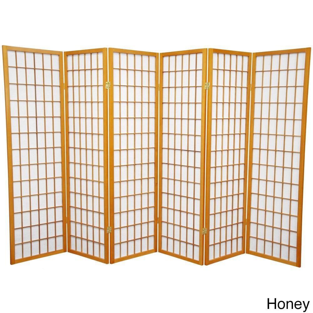 Handmade Wood and Rice Paper 5-foot Windowpane Room Divider (China)