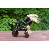 Handmade Wooden Primitive Tribal Riding Tricycle Statue Sculpture Tiki Bar Unique Gift Wood Home Decor Figurine Hand Carved