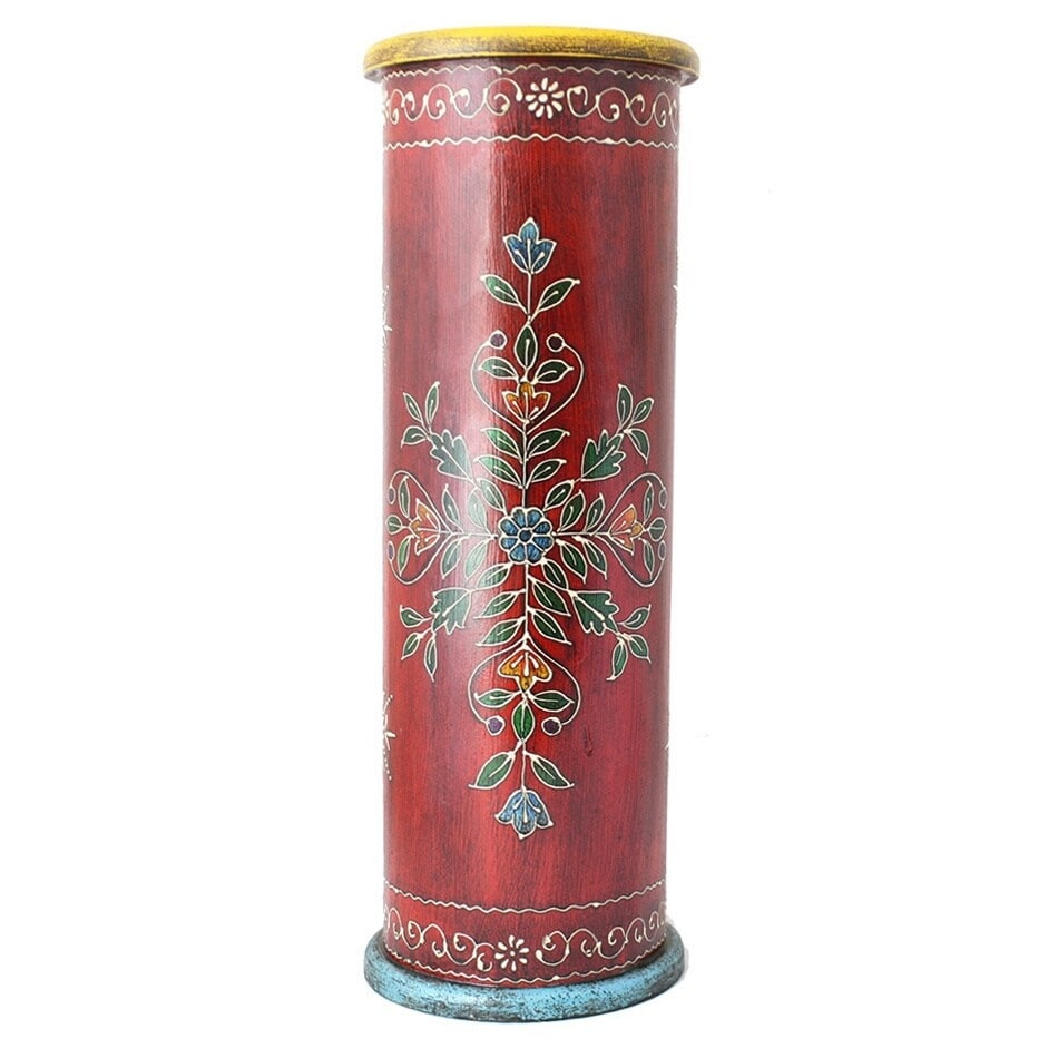 Handmade Wooden Umbrella Stand (India) - 22"x7"x7"