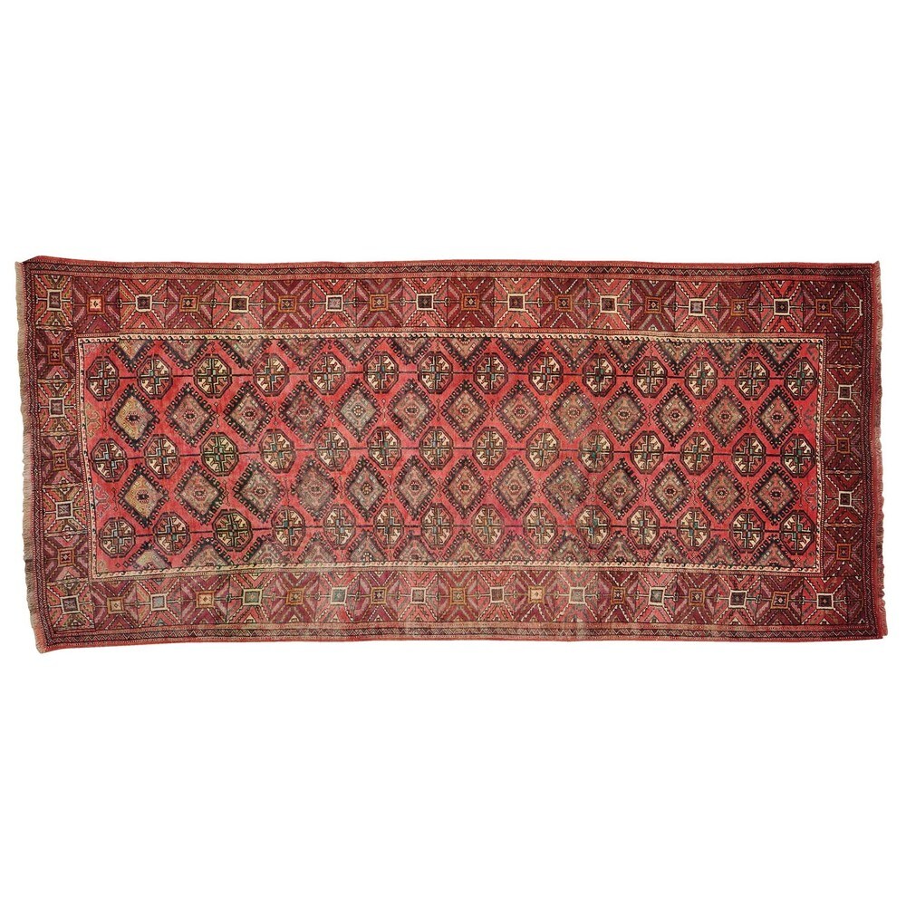 Handmade Wool Red Vintage Oriental Runner Rug