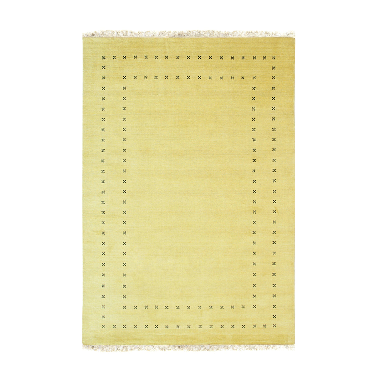 Handmade Wool Yellow Traditional Solid Lori Baft Rug - Timeless Elegance and Artisanal Craftsmanship