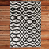 Handwoven Black and White Diamond Wool Flatweave Kilim Rug, 2' x 3' - 2' x 3'