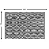 Handwoven Black and White Diamond Wool Flatweave Kilim Rug, 2' x 3' - 2' x 3'