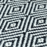 Handwoven Black and White Diamond Wool Flatweave Kilim Rug, 2' x 3' - 2' x 3'