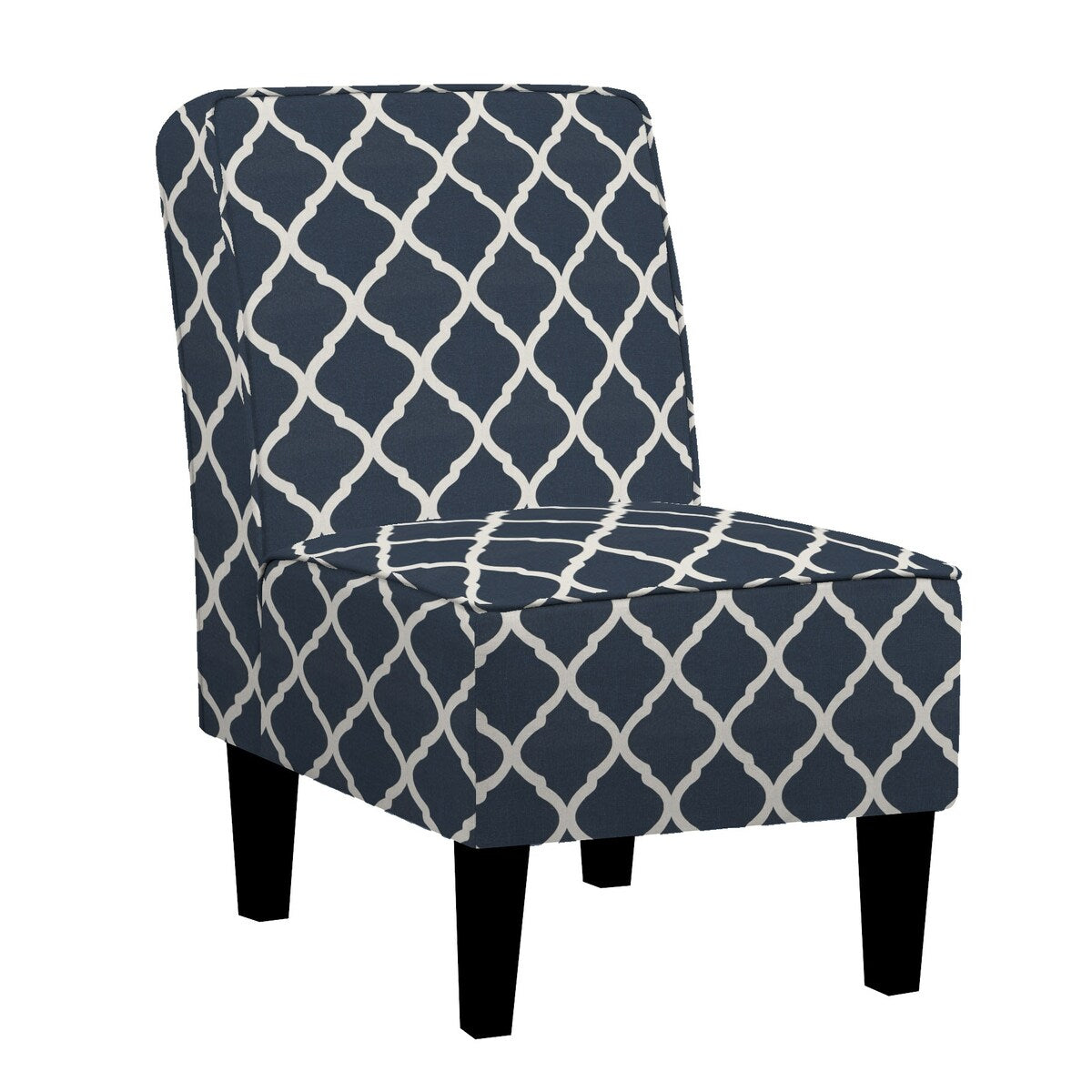 Copper Grove Couvin Armless Chair in Navy Blue Trellis