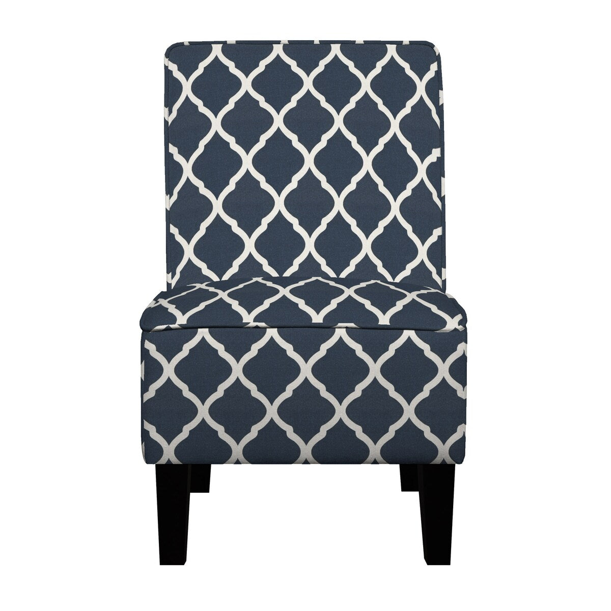 Copper Grove Couvin Armless Chair in Navy Blue Trellis