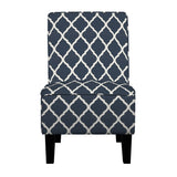 Copper Grove Couvin Armless Chair in Navy Blue Trellis