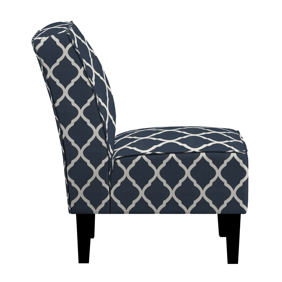 Copper Grove Couvin Armless Chair in Navy Blue Trellis