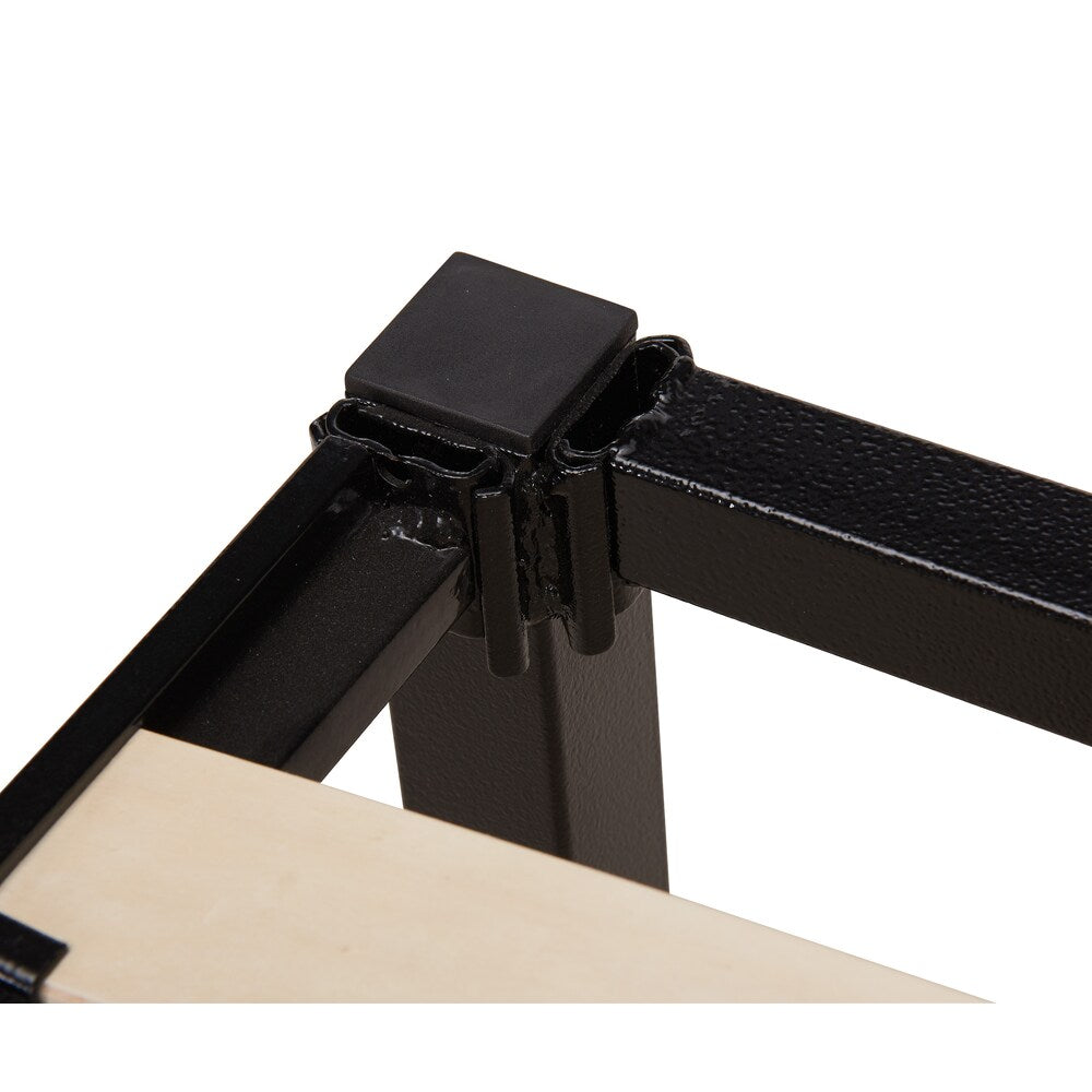 Handy Living Full Size Quick Assembly Wood Slat Black Metal Bed Frame