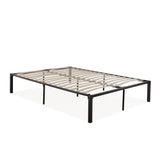 Handy Living Full Size Quick Assembly Wood Slat Black Metal Bed Frame