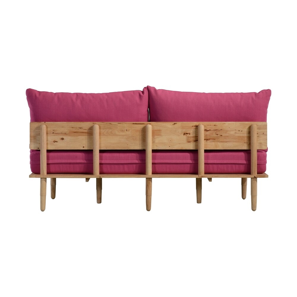 Handy Living Fundamentals Fuchsia Pink Linen Armless Sofa