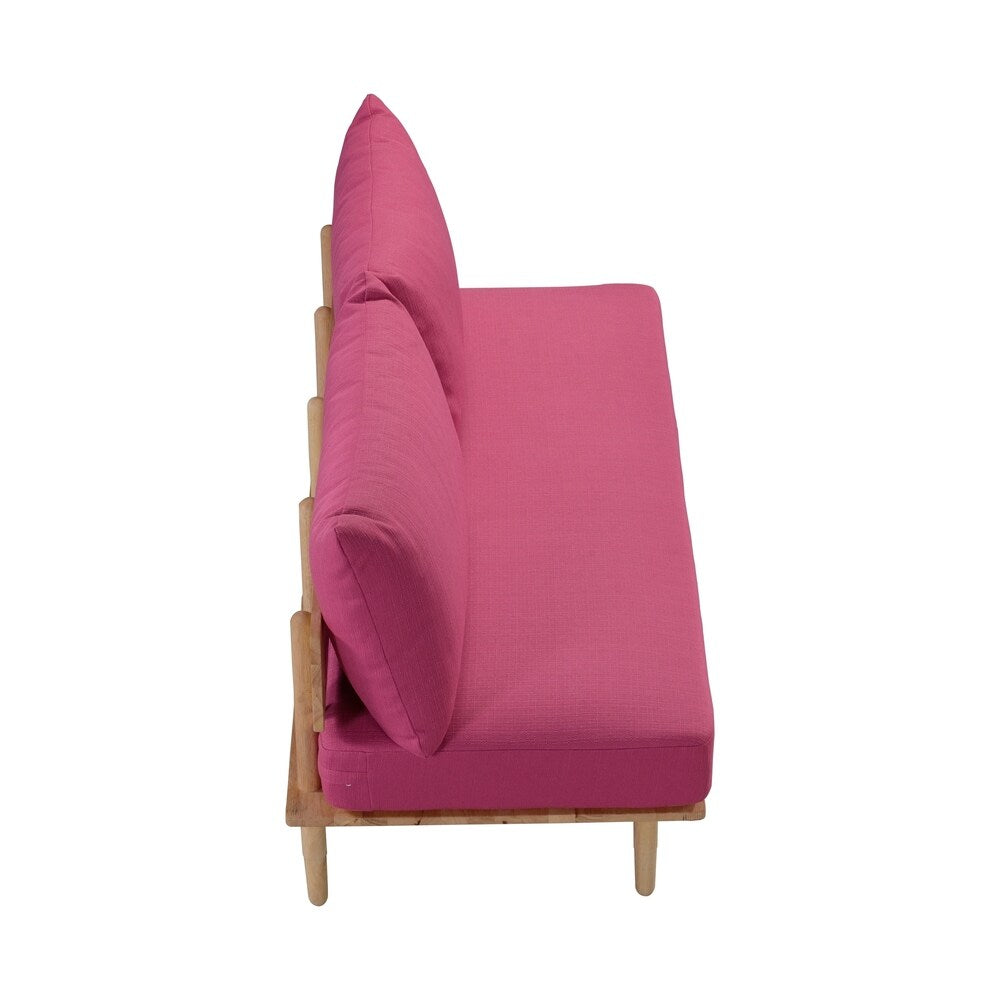 Handy Living Fundamentals Fuchsia Pink Linen Armless Sofa