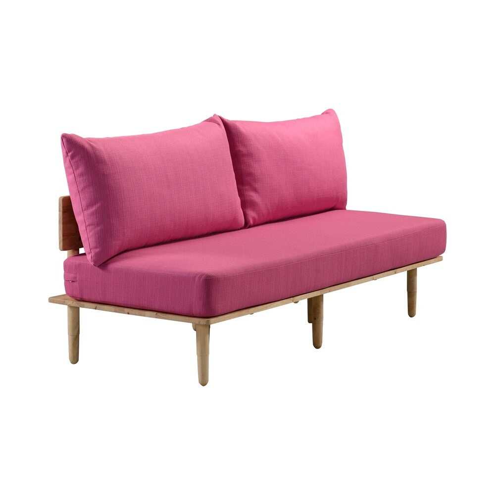 Handy Living Fundamentals Fuchsia Pink Linen Armless Sofa