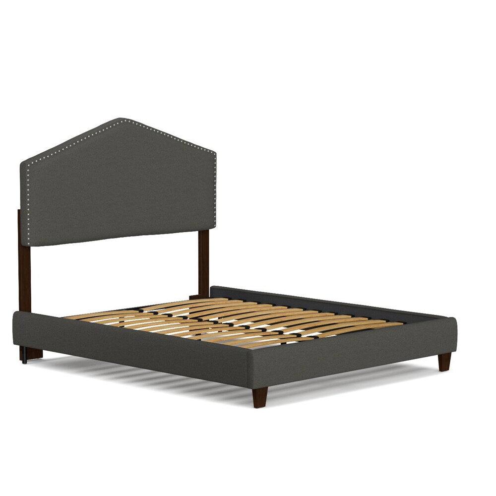 Handy Living Hobart Smoky Grey King-size Upholstered Velvet Bed