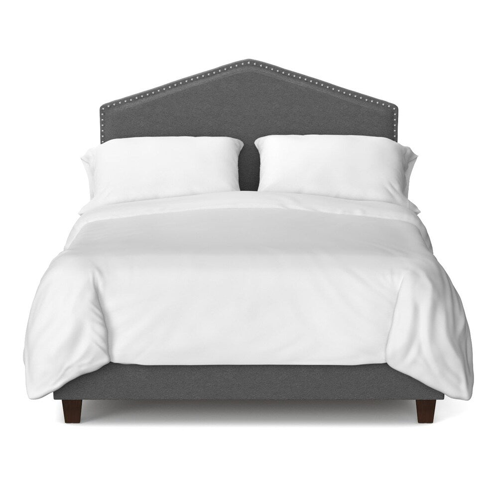 Handy Living Hobart Smoky Grey King-size Upholstered Velvet Bed