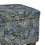 Handy Living LaSalle Blue Paisley Velvet Tufted Wall Hugger Storage Ottoman