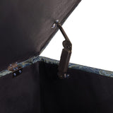 Handy Living LaSalle Blue Paisley Velvet Tufted Wall Hugger Storage Ottoman