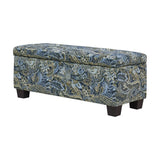 Handy Living LaSalle Blue Paisley Velvet Tufted Wall Hugger Storage Ottoman