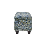 Handy Living LaSalle Blue Paisley Velvet Tufted Wall Hugger Storage Ottoman