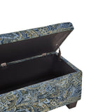 Handy Living LaSalle Blue Paisley Velvet Tufted Wall Hugger Storage Ottoman