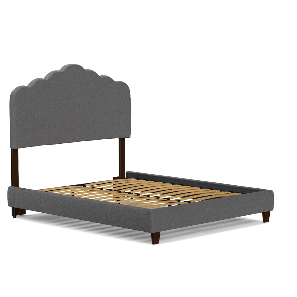 Handy Living Lachlan Smoky Grey Velvet King Upholstered Bed