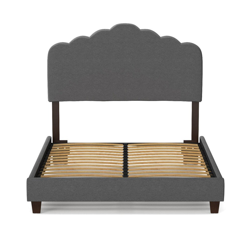 Handy Living Lachlan Smoky Grey Velvet King Upholstered Bed