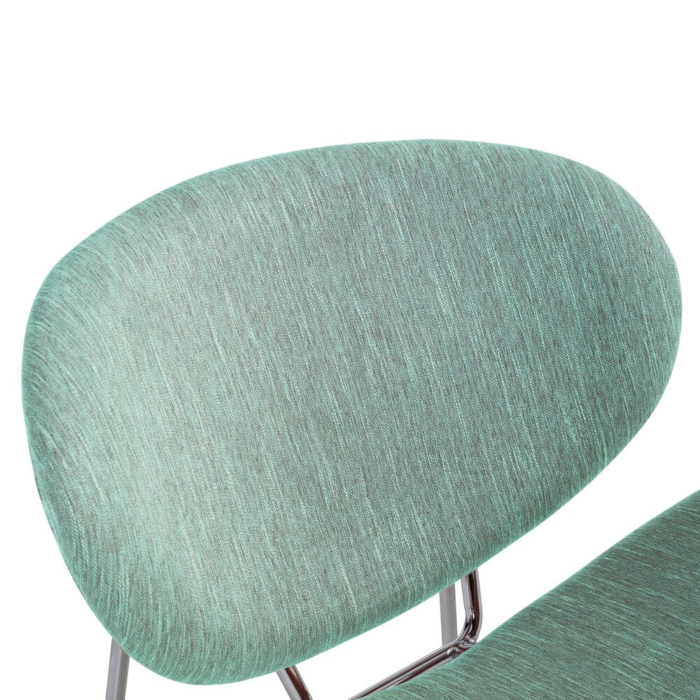 Handy Living Peter Set of 2 Green Stripe Modern Armless Chairs with Chrome Legs