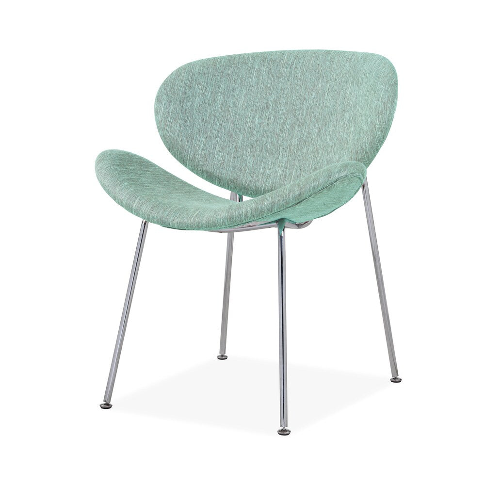 Handy Living Peter Set of 2 Green Stripe Modern Armless Chairs with Chrome Legs