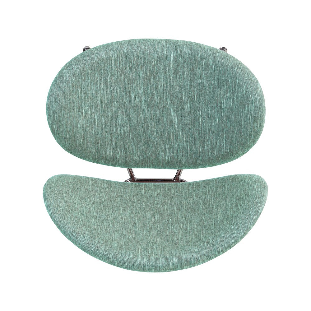 Handy Living Peter Set of 2 Green Stripe Modern Armless Chairs with Chrome Legs