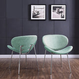 Handy Living Peter Set of 2 Green Stripe Modern Armless Chairs with Chrome Legs