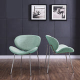 Handy Living Peter Set of 2 Green Stripe Modern Armless Chairs with Chrome Legs