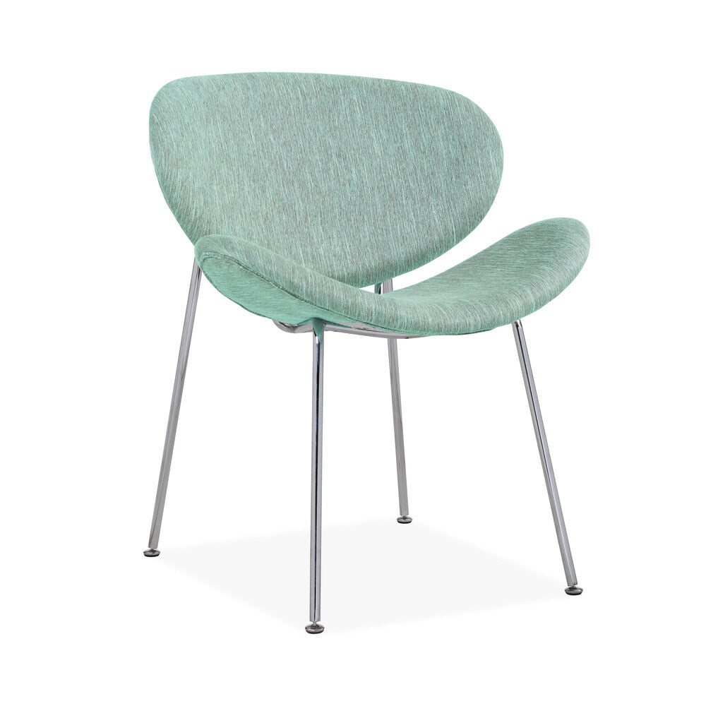 Handy Living Peter Set of 2 Green Stripe Modern Armless Chairs with Chrome Legs