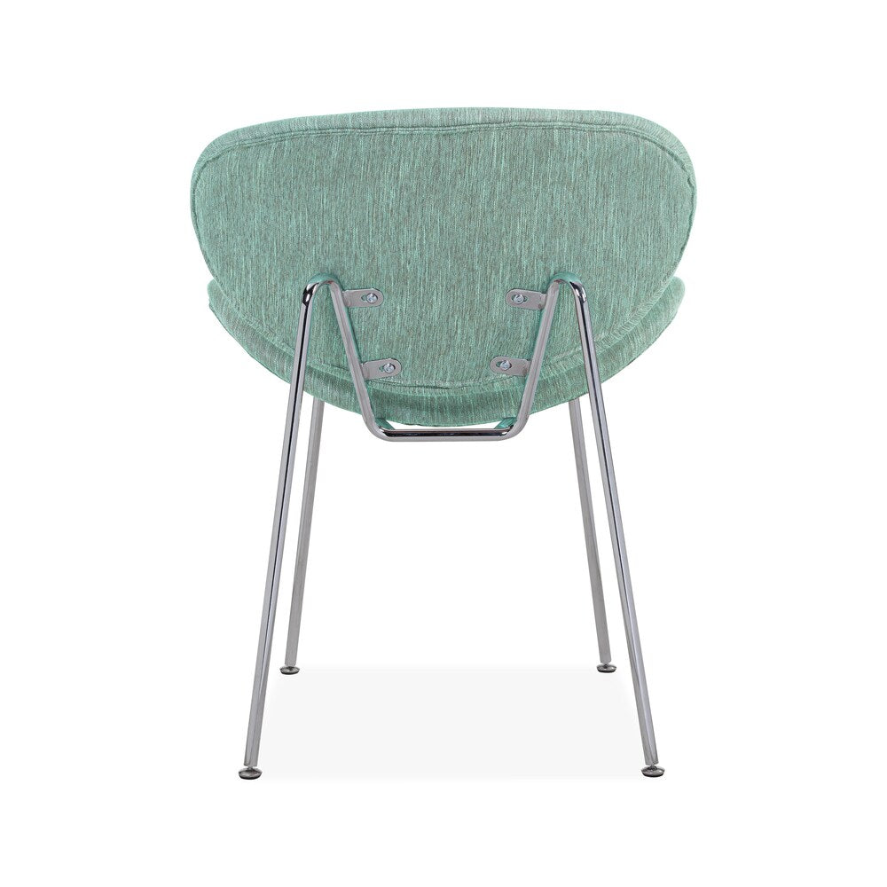 Handy Living Peter Set of 2 Green Stripe Modern Armless Chairs with Chrome Legs