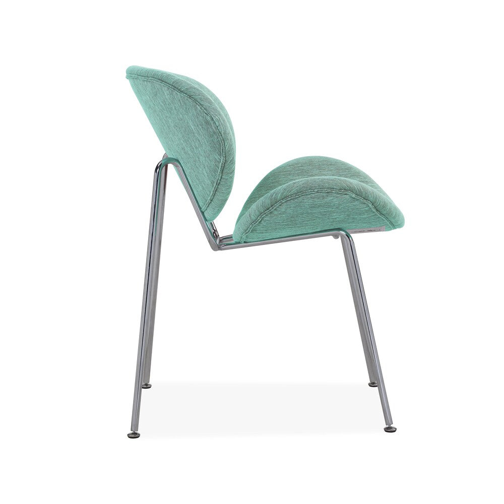 Handy Living Peter Set of 2 Green Stripe Modern Armless Chairs with Chrome Legs