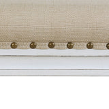 Handy Living Ramah Oatmeal Tan Upholstered White Wood Bench Ottoman
