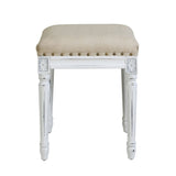 Handy Living Ramah Oatmeal Tan Upholstered White Wood Bench Ottoman