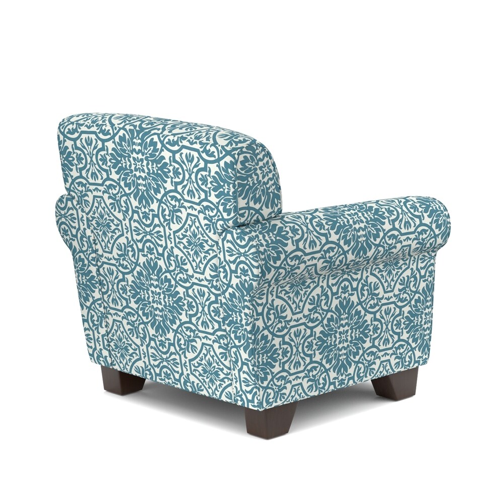 Handy Living Winnetka Blue Damask Arm Chair and Ottoman