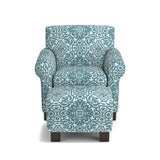 Handy Living Winnetka Blue Damask Arm Chair and Ottoman
