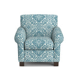 Handy Living Winnetka Blue Damask Arm Chair and Ottoman