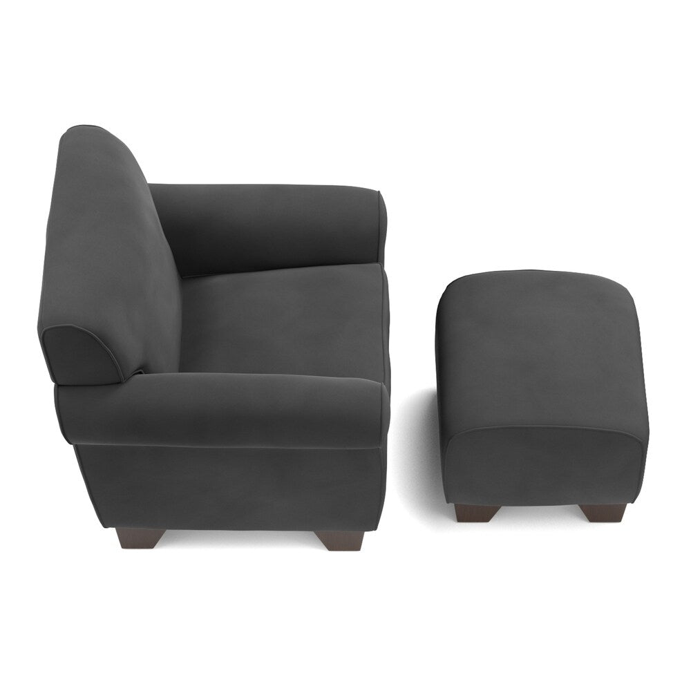 Handy Living Winnetka Grey Velvet Arm Chair and Ottoman