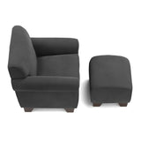 Handy Living Winnetka Grey Velvet Arm Chair and Ottoman