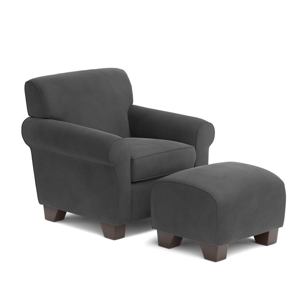 Handy Living Winnetka Grey Velvet Arm Chair and Ottoman