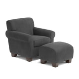 Handy Living Winnetka Grey Velvet Arm Chair and Ottoman