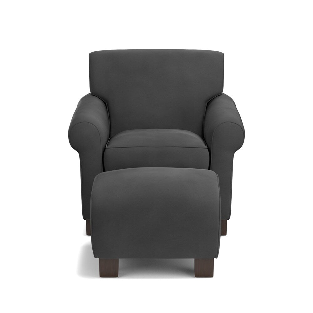 Handy Living Winnetka Grey Velvet Arm Chair and Ottoman