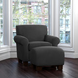 Handy Living Winnetka Grey Velvet Arm Chair and Ottoman