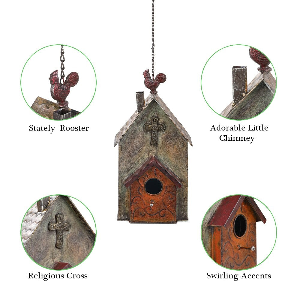 Hanging Birdhouse Colorful Church Birdhouse that Attracts Birds