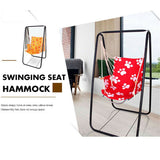Hanging Hammock Swing Cotton Rope Chair Patio Iron Rack Stand set - BLAK