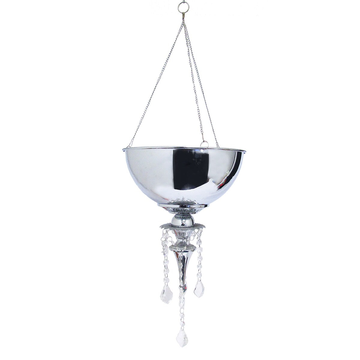Hanging Metal Flower Pot Planter with Crystals 19in - 19" H x 12" D