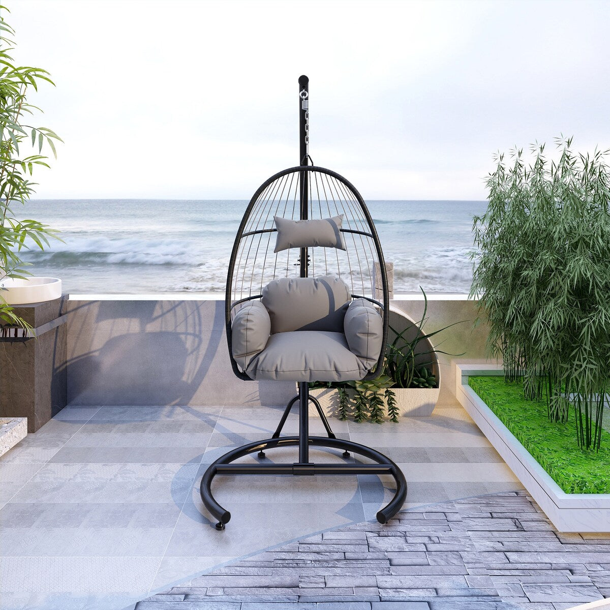 Outdoor rattan swing top