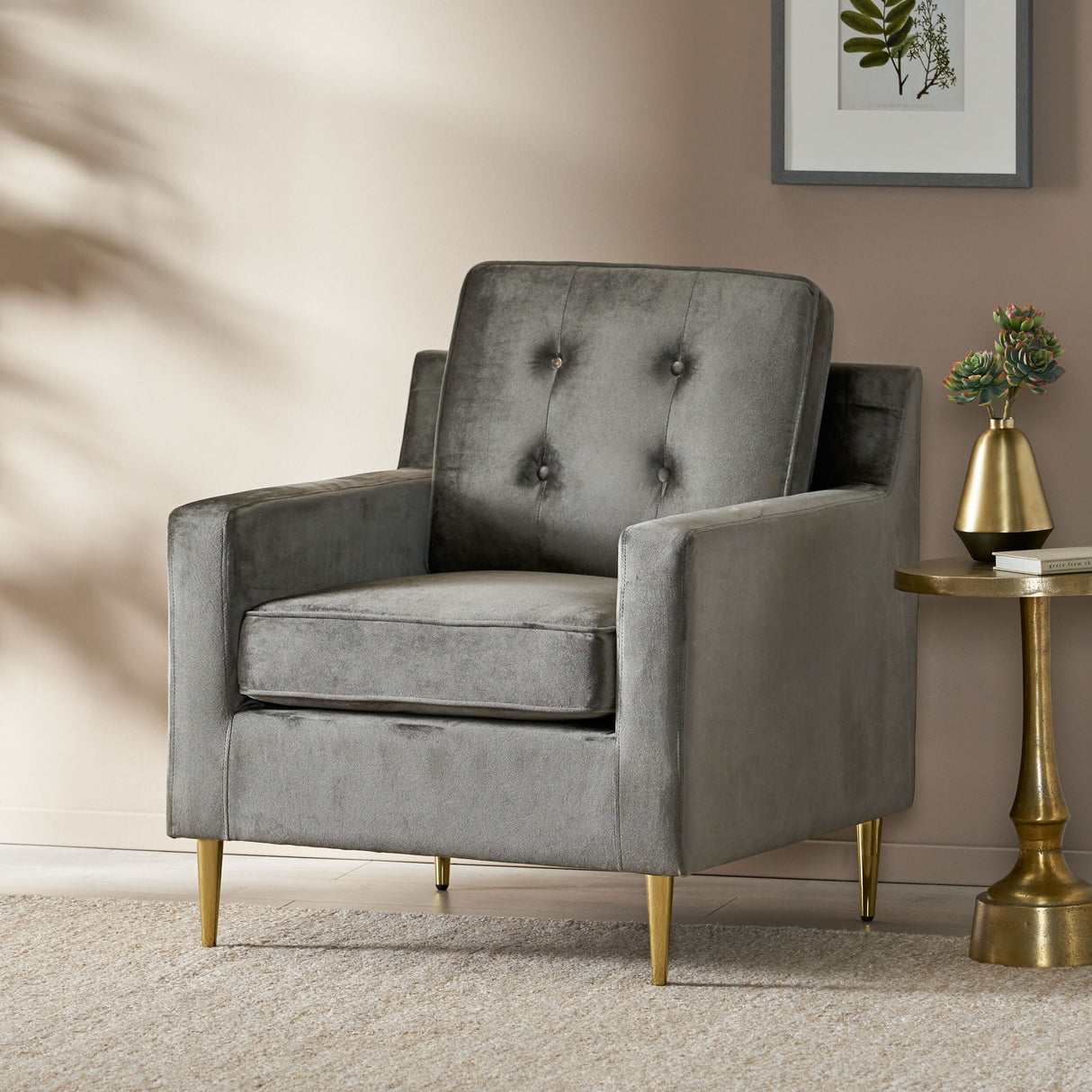Hanlon Modern Glam Tufted Velvet Club Chair by Christopher Knight Home